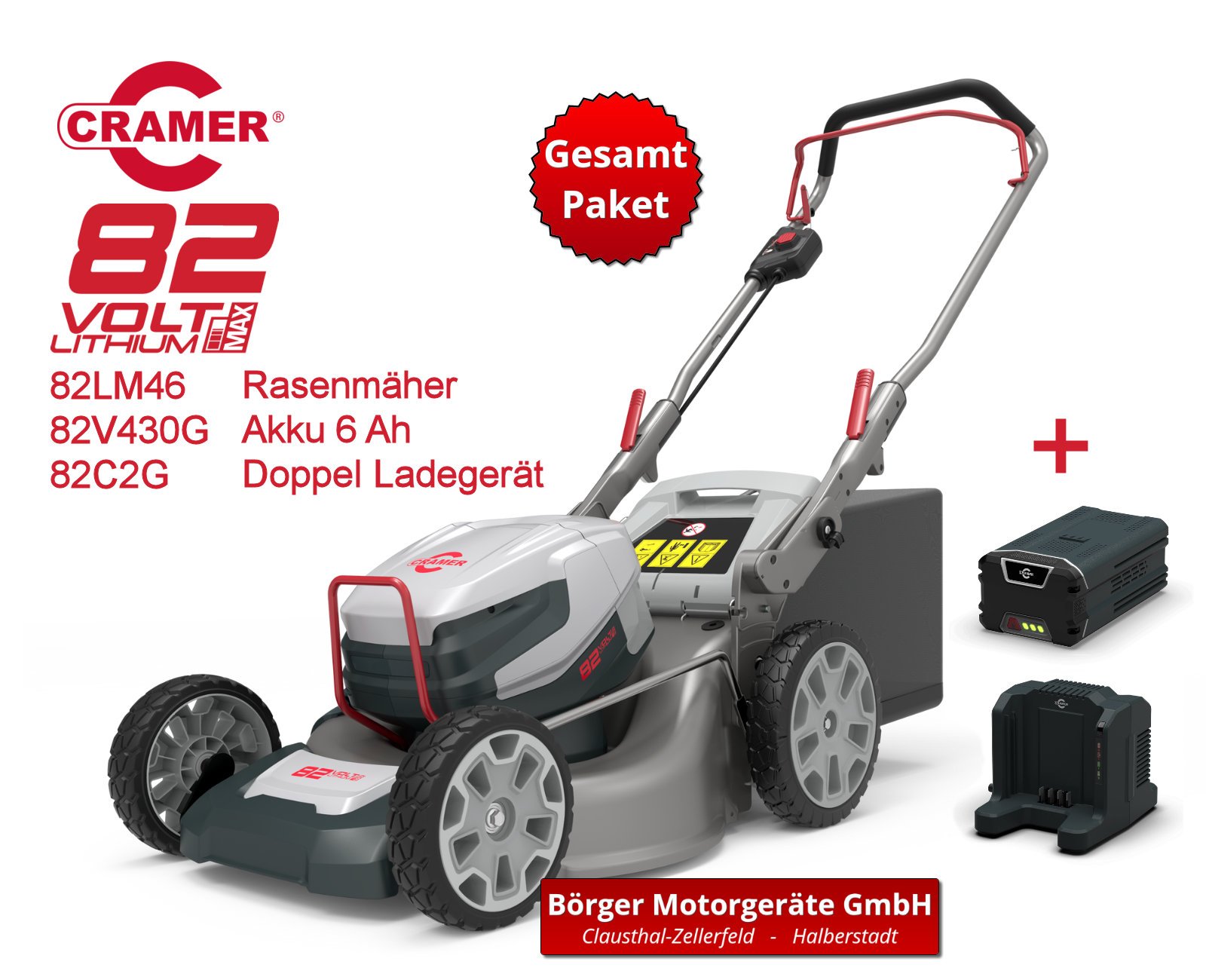 Cramer_82LM46K6_Rasenmaeher_2503586_00pnKXqhPdKPoyS.jpg Cramer 82LM46K6 Rasenmäher inkl. Akku und Ladegerät – Bild 1