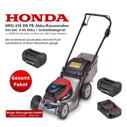 Honda HRG 416 XB PE Rasenmäher Set + GRATIS 4 Ah Akku