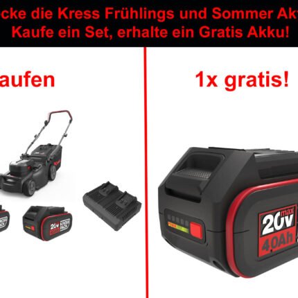 Kress KG748 Rasenmäher mit 2x Akku KAB04 + Ladegerät KAC04