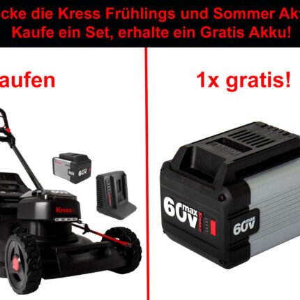 Kress KG757E Akku Rasenmäher inkl. Akku und Ladegerät – SET
