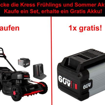 Kress KG760E Akku Rasenmäher inkl. Akku und Ladegerät – SET